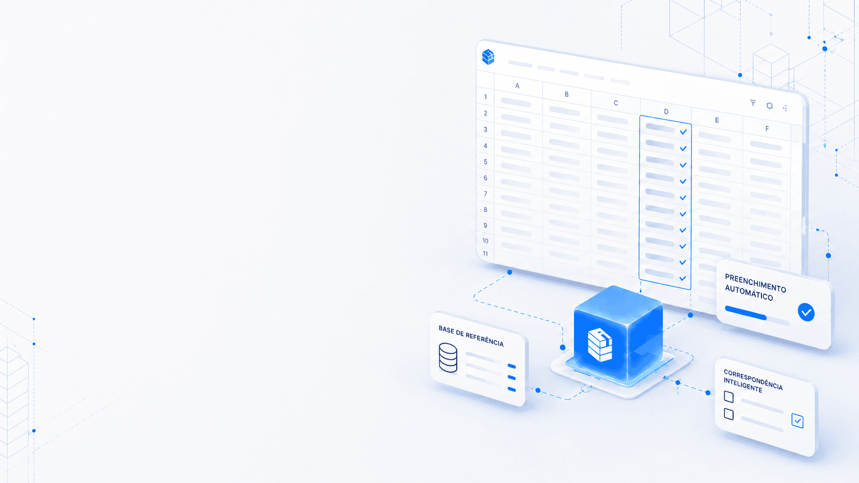 Fluxo visual do Itemiza com base de referência e preenchimento automático